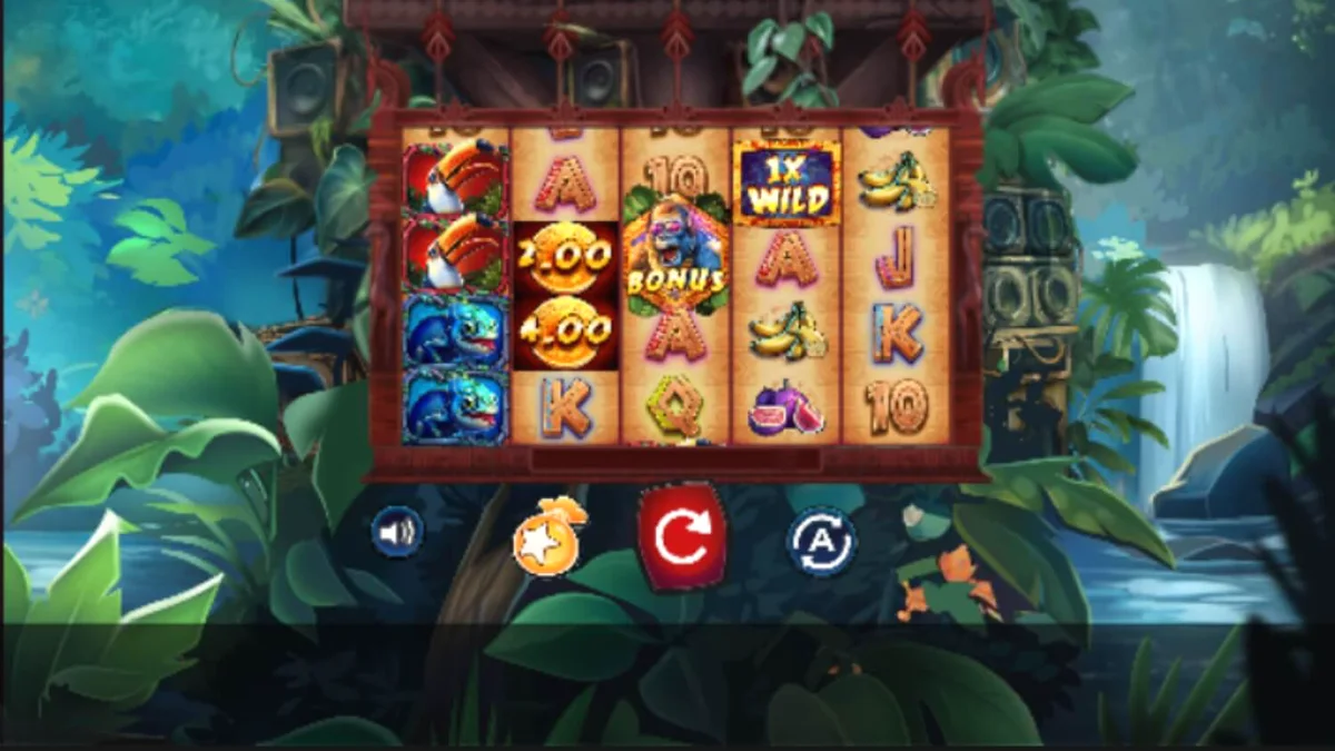 Interface vibrante do slot Kongo Bongo com tema de selva